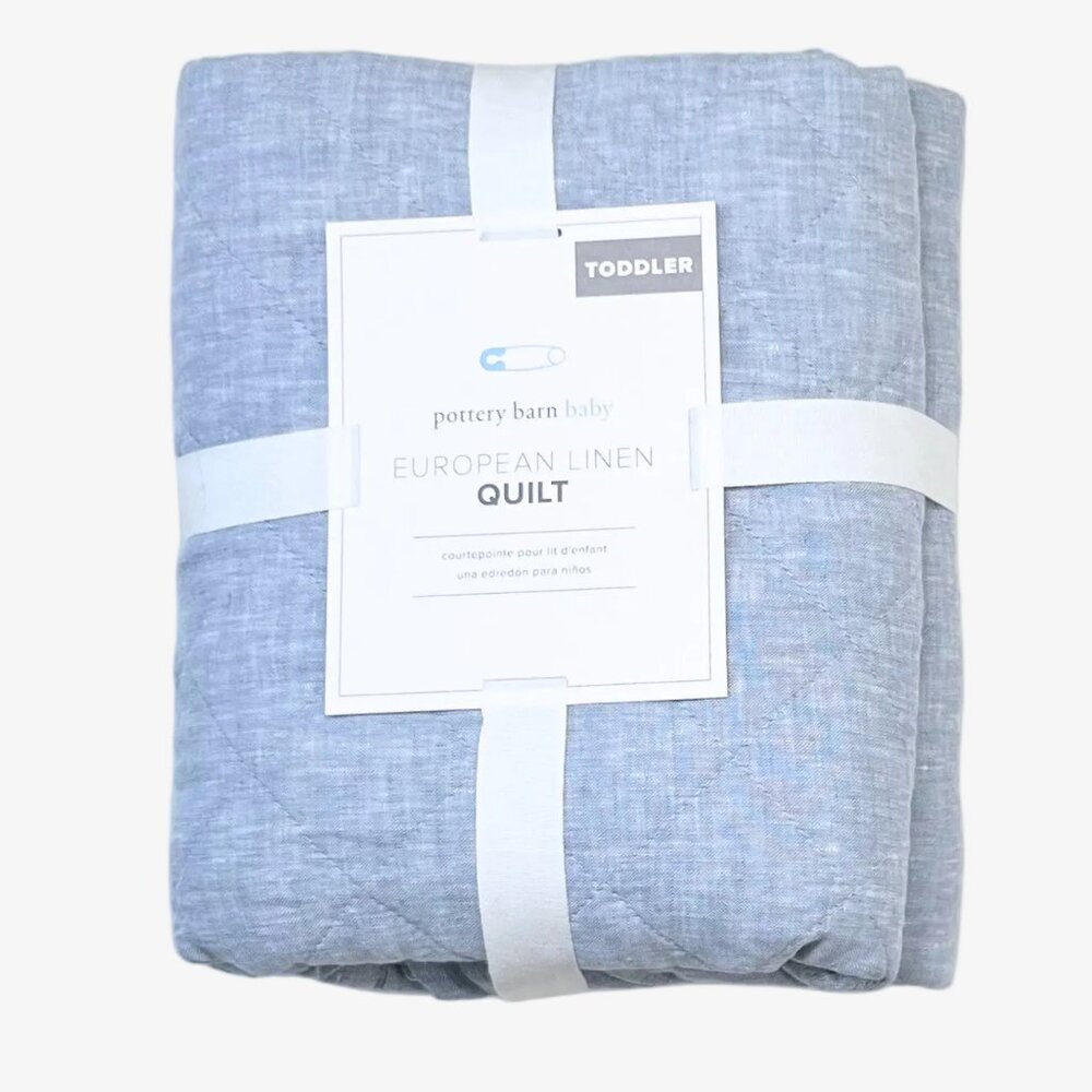 Pottery Barn – European Linen Quilt (Toddler Size 36×50 in, New)